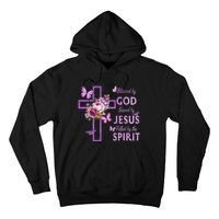 Blessed By God Saved By Jesus Purple Floral Cross Christian Hoodie