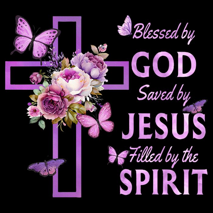 Blessed By God Saved By Jesus Purple Floral Cross Christian 16 in Basic Backpack