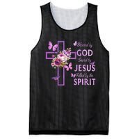 Blessed By God Saved By Jesus Purple Floral Cross Christian Mesh Reversible Basketball Jersey Tank