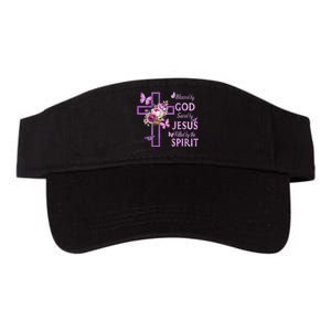 Blessed By God Saved By Jesus Purple Floral Cross Christian Valucap Bio-Washed Visor