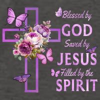 Blessed By God Saved By Jesus Purple Floral Cross Christian Vector Backpack