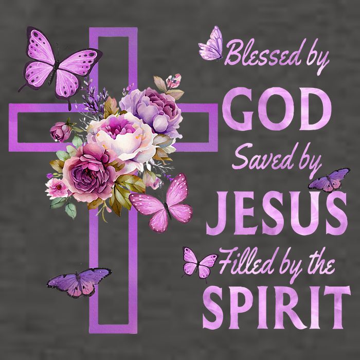 Blessed By God Saved By Jesus Purple Floral Cross Christian Vector Backpack