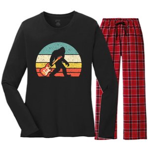 Bigfoot Bass Guitar Bass Player Bassist Music Guitarist Women's Long Sleeve Flannel Pajama Set 