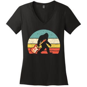 Bigfoot Bass Guitar Bass Player Bassist Music Guitarist Women's V-Neck T-Shirt