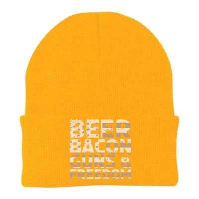 Beer Bacon Guns And Freedom Bbq Meat Pig Lover Bacon Gift Knit Cap Winter Beanie