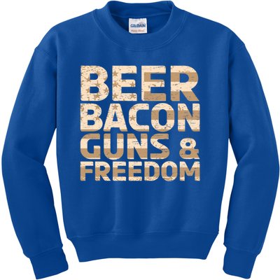 Beer Bacon Guns And Freedom Bbq Meat Pig Lover Bacon Gift Kids Sweatshirt