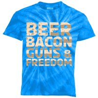 Beer Bacon Guns And Freedom Bbq Meat Pig Lover Bacon Gift Kids Tie-Dye T-Shirt