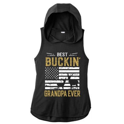 Best Buckin Grandpa Ever Funny Gift Deer Hunter Cool Hunting Ladies PosiCharge Tri-Blend Wicking Draft Hoodie Tank