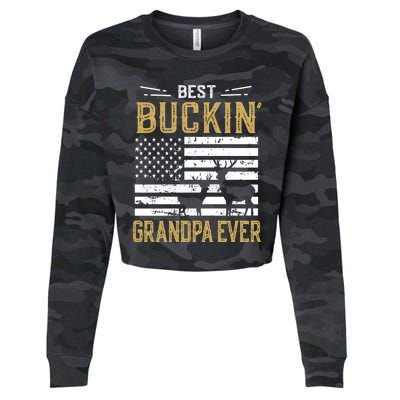 Best Buckin Grandpa Ever Funny Gift Deer Hunter Cool Hunting Cropped Pullover Crew