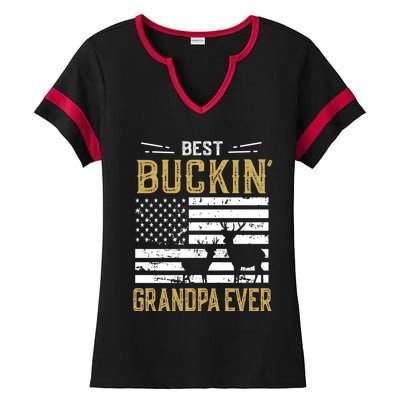 Best Buckin Grandpa Ever Funny Gift Deer Hunter Cool Hunting Ladies Halftime Notch Neck Tee