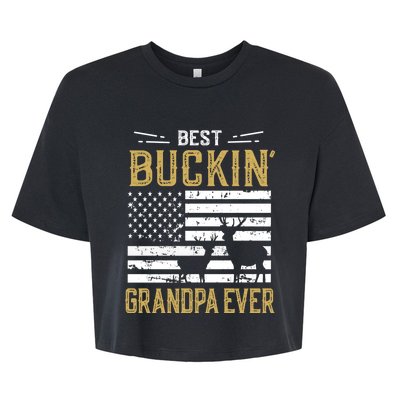 Best Buckin Grandpa Ever Funny Gift Deer Hunter Cool Hunting Bella+Canvas Jersey Crop Tee