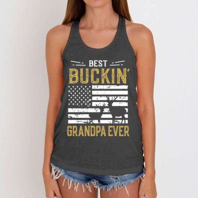 Best Buckin Grandpa Ever Funny Gift Deer Hunter Cool Hunting Women's Knotted Racerback Tank