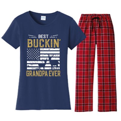 Best Buckin Grandpa Ever Funny Gift Deer Hunter Cool Hunting Women's Flannel Pajama Set