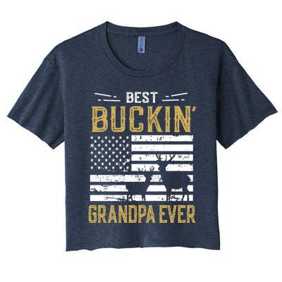 Best Buckin Grandpa Ever Funny Gift Deer Hunter Cool Hunting Women's Crop Top Tee