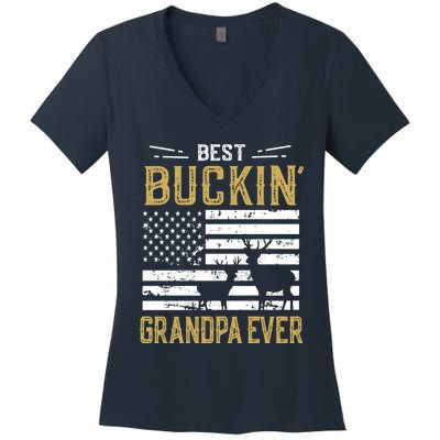 Best Buckin Grandpa Ever Funny Gift Deer Hunter Cool Hunting Women's V-Neck T-Shirt