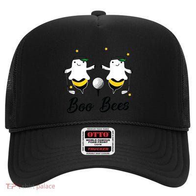 Boo Bees Golf Bees Costume Boo Playing Golf High Crown Mesh Back Trucker Hat