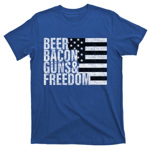 Beer Bacon Guns And Freedom Funny Gift Flag Gift T-Shirt