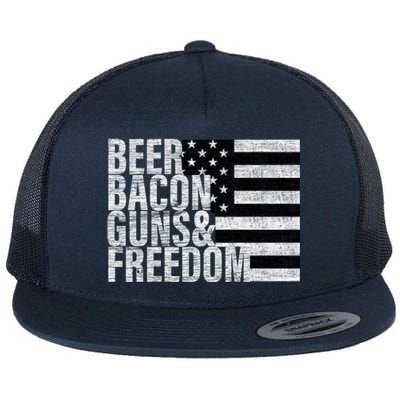 Beer Bacon Guns And Freedom Funny Gift Flag Gift Flat Bill Trucker Hat