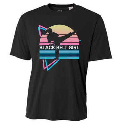 Black Belt Girl Judo Karate Jiu Jitsu Taekwondo Aikido Cooling Performance Crew T-Shirt