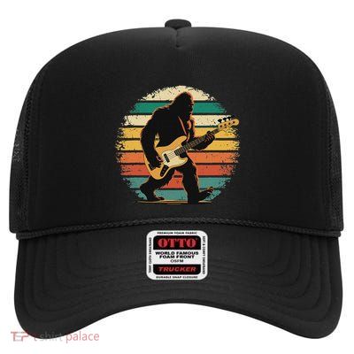 Bigfoot Bass Guitar Bass Player Gifts Bass Player High Crown Mesh Back Trucker Hat