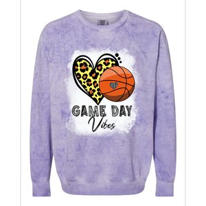 Bleached Basketball Game Day Vibes Basketball Mom Game Day Funny Gift Colorblast Crewneck Sweatshirt