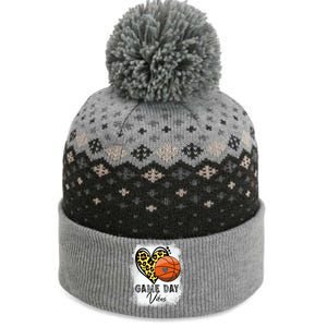 Bleached Basketball Game Day Vibes Basketball Mom Game Day Funny Gift The Baniff Cuffed Pom Beanie