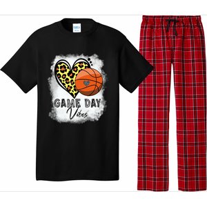 Bleached Basketball Game Day Vibes Basketball Mom Game Day Funny Gift Pajama Set