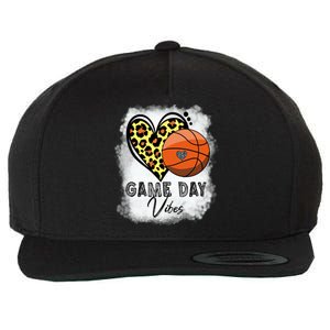 Bleached Basketball Game Day Vibes Basketball Mom Game Day Funny Gift Wool Snapback Cap