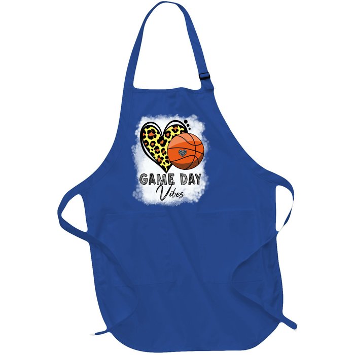 Bleached Basketball Game Day Vibes Basketball Mom Game Day Funny Gift Full-Length Apron With Pockets