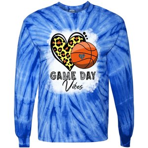 Bleached Basketball Game Day Vibes Basketball Mom Game Day Funny Gift Tie-Dye Long Sleeve Shirt