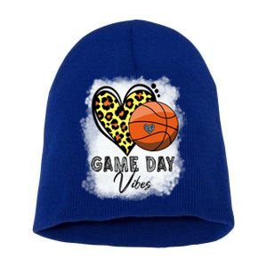 Bleached Basketball Game Day Vibes Basketball Mom Game Day Funny Gift Short Acrylic Beanie