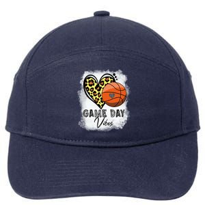 Bleached Basketball Game Day Vibes Basketball Mom Game Day Funny Gift 7-Panel Snapback Hat