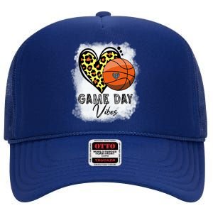 Bleached Basketball Game Day Vibes Basketball Mom Game Day Funny Gift High Crown Mesh Back Trucker Hat