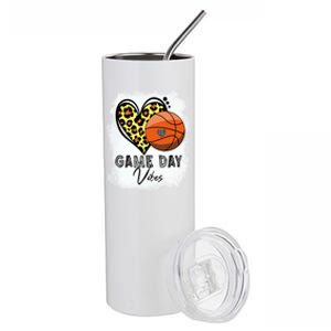 Bleached Basketball Game Day Vibes Basketball Mom Game Day Funny Gift Stainless Steel Tumbler