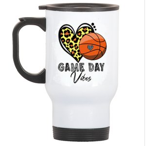 Bleached Basketball Game Day Vibes Basketball Mom Game Day Funny Gift Stainless Steel Travel Mug