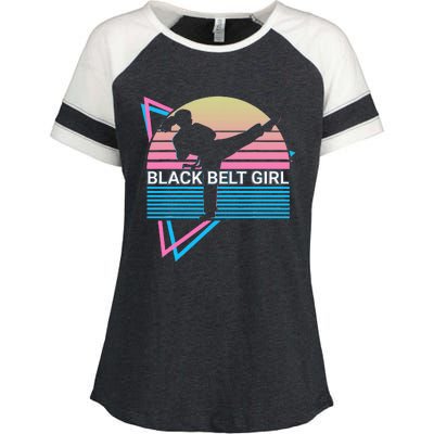 Black Belt Girl Judo Karate Jiu Jitsu Taekwondo Aikido Enza Ladies Jersey Colorblock Tee