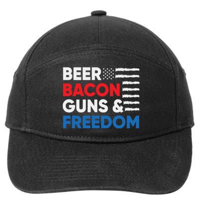 Beer Bacon Guns & Freedom | 4th Of July 7-Panel Snapback Hat