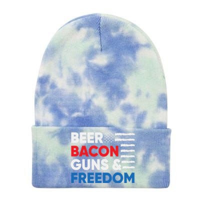 Beer Bacon Guns & Freedom | 4th Of July Tie Dye 12in Knit Beanie