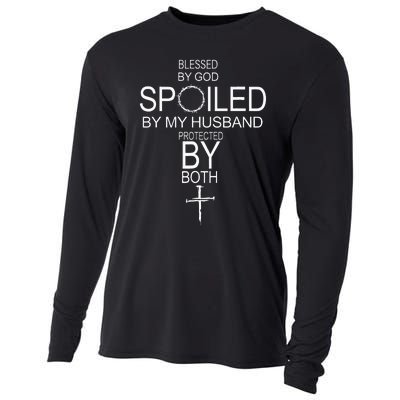 Blessed By God Spoiled By My Husband Protected By Boths Cooling Performance Long Sleeve Crew