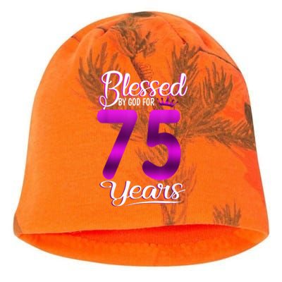 Blessed by God for 75 Years Old 75th Birthday Present Gifts Crown Kati - Camo Knit Beanie