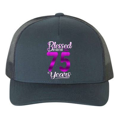 Blessed by God for 75 Years Old 75th Birthday Present Gifts Crown Yupoong Adult 5-Panel Trucker Hat