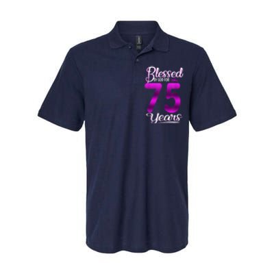 Blessed by God for 75 Years Old 75th Birthday Present Gifts Crown Softstyle Adult Sport Polo