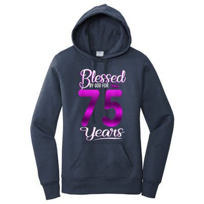 Blessed by God for 75 Years Old 75th Birthday Present Gifts Crown Women's Pullover Hoodie