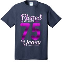 Blessed by God for 75 Years Old 75th Birthday Present Gifts Crown T-Shirt