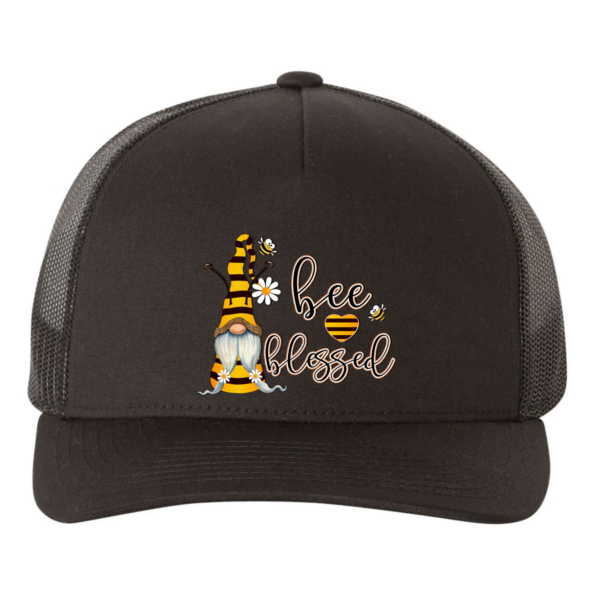 Bee Blessed Garden Gnome Honey Bee Inspirational Saying Cool Gift Yupoong Adult 5-Panel Trucker Hat