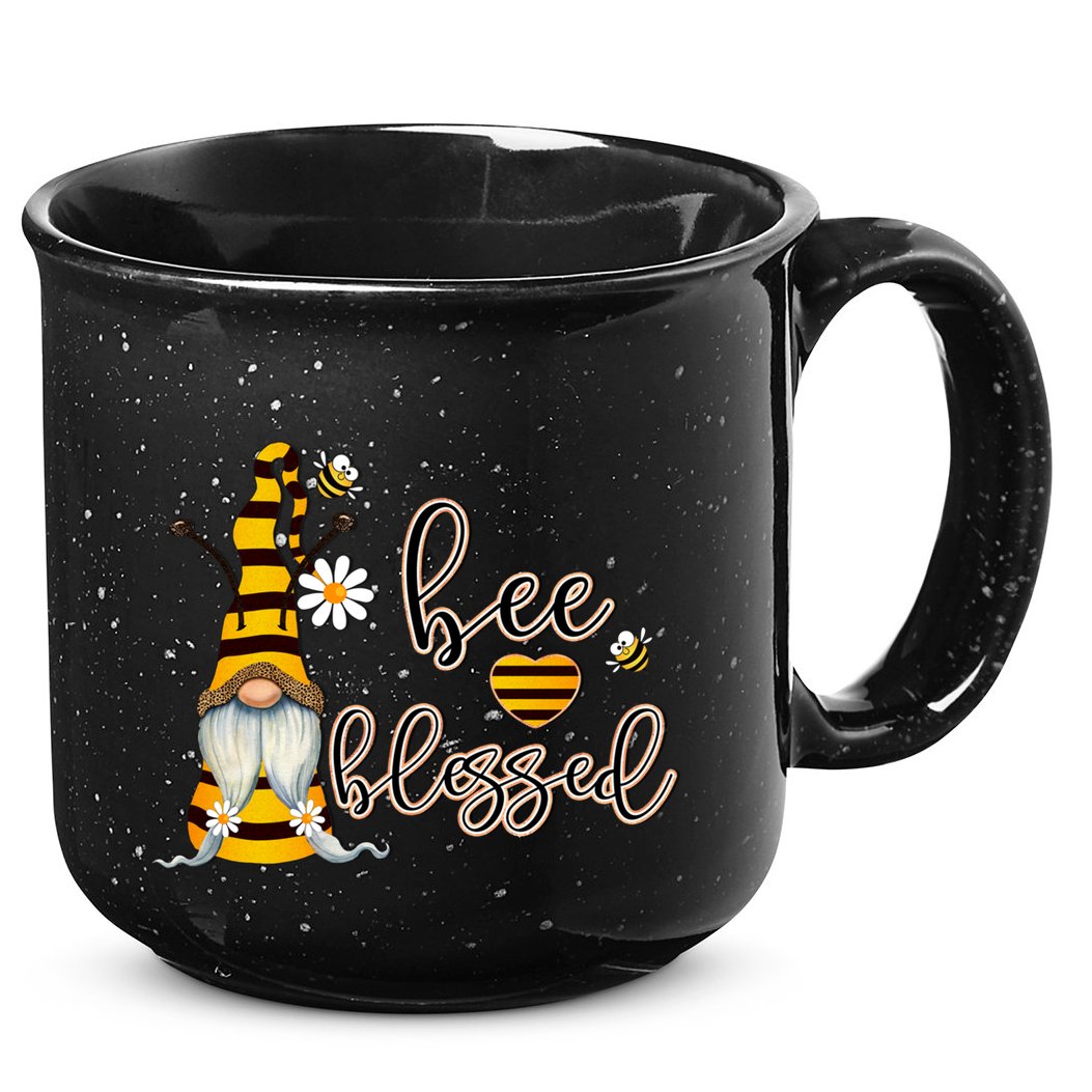 Bee Blessed Garden Gnome Honey Bee Inspirational Saying Cool Gift 15oz Campfire Ceramic Mug