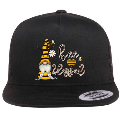 Bee Blessed Garden Gnome Honey Bee Inspirational Saying Cool Gift Flatbill Hat
