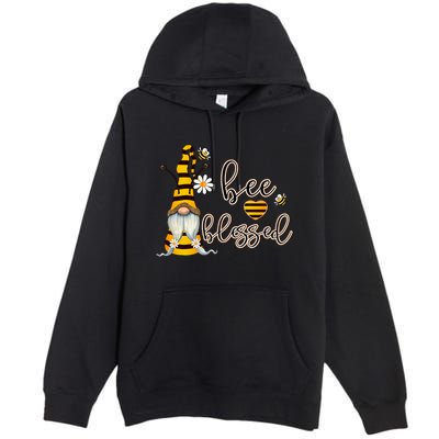 Bee Blessed Garden Gnome Honey Bee Inspirational Saying Cool Gift Premium Pullover Hoodie