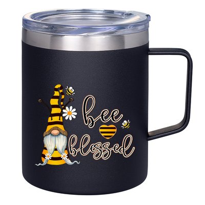 Bee Blessed Garden Gnome Honey Bee Inspirational Saying Cool Gift 12oz Stainless Steel Coffee Mug