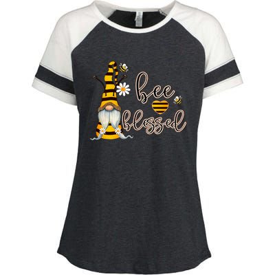 Bee Blessed Garden Gnome Honey Bee Inspirational Saying Cool Gift Enza Ladies Jersey Colorblock Tee